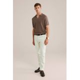 WE Fashion - Regular Polo - Bruin - Ingebreid Patroon