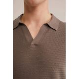 WE Fashion - Regular Polo - Bruin - Ingebreid Patroon