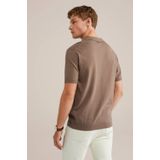 WE Fashion - Regular Polo - Bruin - Ingebreid Patroon