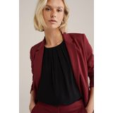 WE Fashion - Dames Blazer - Donkerrood - Jersey - Met Stretch