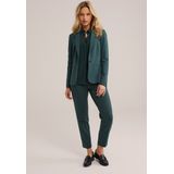 WE Fashion - Dames Blazer - Donkergroen - Jersey - Met Stretch