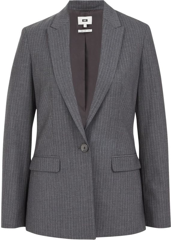 WE Fashion - Blazers - Grijs - Krijtstrepen - Slanke Pasvorm