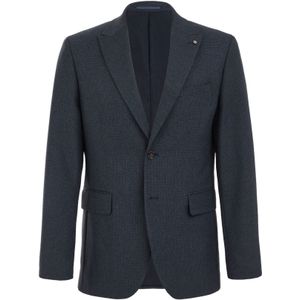 WE Fashion - Heren Slim Fit Blazer - Lichtblauw - Met Structuur