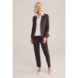 WE Fashion - Dames Blazer - Donkerbruin - Jersey - Met Stretch