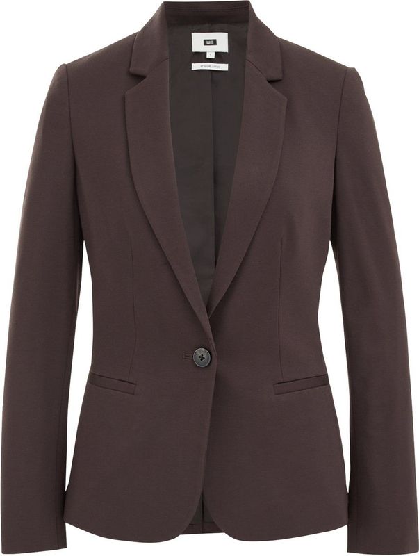 WE Fashion - Dames Blazer - Donkerbruin - Jersey - Met Stretch