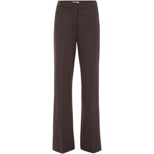 WE Fashion jersey high waist pantalon donkerbruin