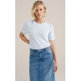 WE Fashion - Trui - Lichtblauw - Slanke Pasvorm - Kwartmouw