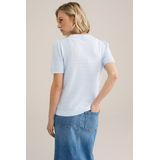 WE Fashion - Trui - Lichtblauw - Slanke Pasvorm - Kwartmouw