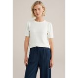 WE Fashion - Trui - Offwhite - Knitwear - Slanke Pasvorm - Kwartmouw