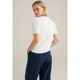 WE Fashion - Trui - Offwhite - Knitwear - Slanke Pasvorm - Kwartmouw