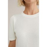WE Fashion - Trui - Offwhite - Knitwear - Slanke Pasvorm - Kwartmouw