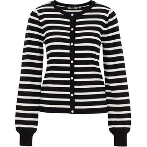 WE Fashion - Dames Vest - Met Streep - Lange Mouwen - Knoopsluiting met Parelknopen