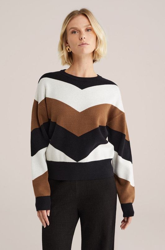 WE Fashion - Dames Gebreide Trui - Zwart - Livaeco Viscose