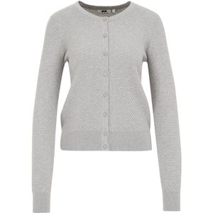 WE Fashion - Dames gebreid vest - Lichtgrijs - Biologisch katoen