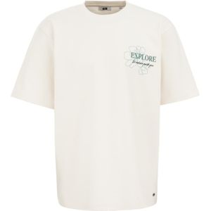 WE Fashion - Shirt - Petrol - Ronde Hals - Kwartmouw