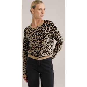 WE Fashion - Fijngebreid Vest - Luipaardprint - Regular Fit