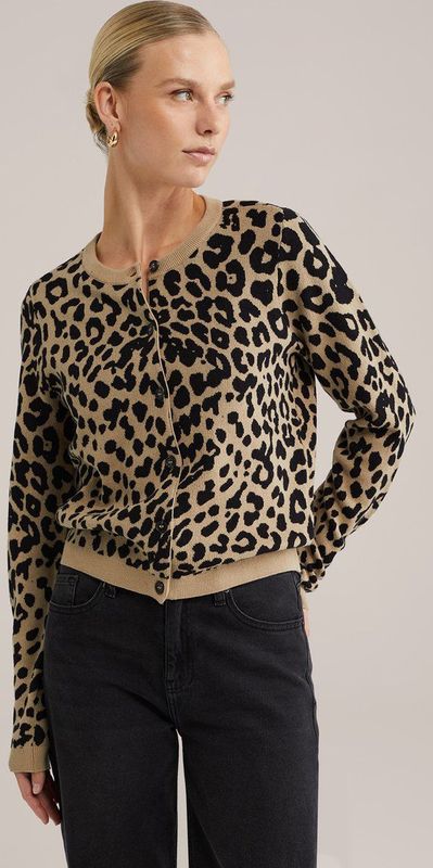 WE Fashion - Fijngebreid Vest - Luipaardprint - Regular Fit