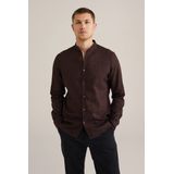 WE Fashion - Linnen Casual Overhemd - Donkerbruin