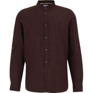 WE Fashion - Linnen Casual Overhemd - Donkerbruin