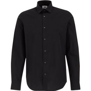 WE Fashion - Easy-care Regular Fit Overhemd - Zwart - Katoen