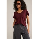 WE Fashion - Dames Singlet - Bordeauxrood - Regular Fit - Viscose