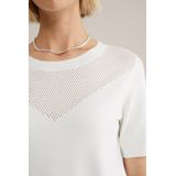 Gebreide Trui - Korte Mouwen - Ronde Hals - Opengewerkt Dessin - Regular Fit