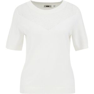 Gebreide Trui - Korte Mouwen - Ronde Hals - Opengewerkt Dessin - Regular Fit