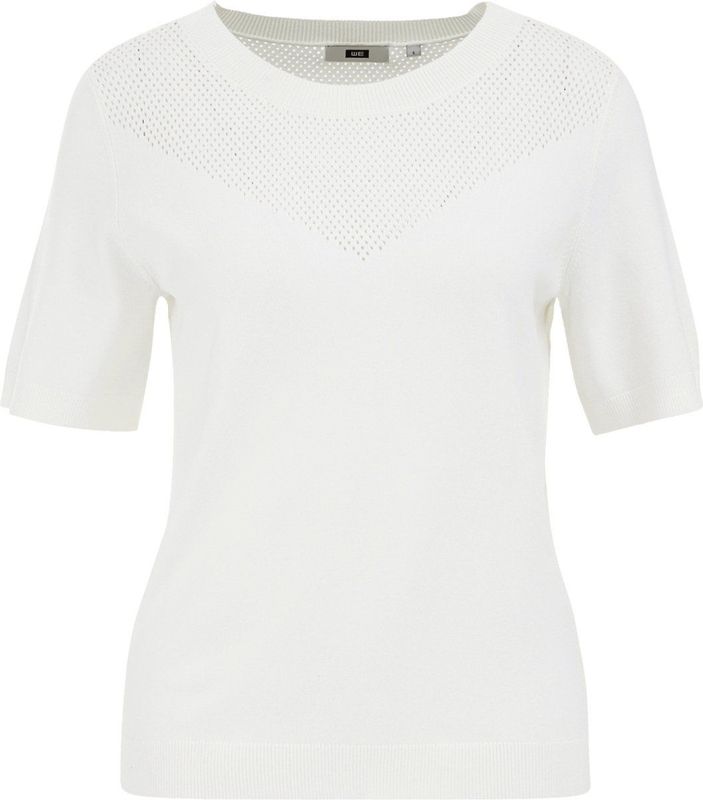 Gebreide Trui - Korte Mouwen - Ronde Hals - Opengewerkt Dessin - Regular Fit