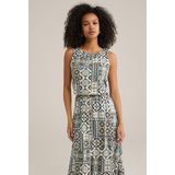 Jerseyjurken - Mouwloze Jurk - Midi-lengte - Elastiek in Taille - Voering - Knoopsluiting