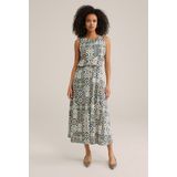 Jerseyjurken - Mouwloze Jurk - Midi-lengte - Elastiek in Taille - Voering - Knoopsluiting