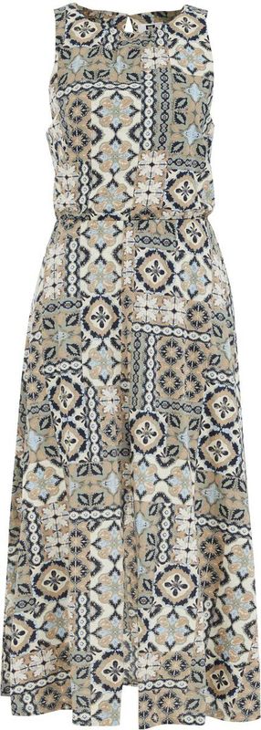 Jerseyjurken - Mouwloze Jurk - Midi-lengte - Elastiek in Taille - Voering - Knoopsluiting