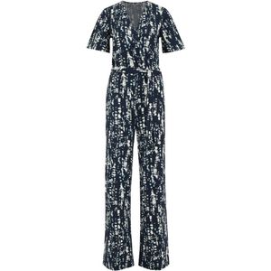 WE Fashion - Dames Jumpsuit - Met Structuur - V-hals - Korte Mouwen