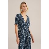 WE Fashion - Dames Jumpsuit - Met Structuur - V-hals - Korte Mouwen