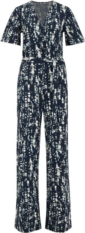 WE Fashion - Dames Jumpsuit - Met Structuur - V-hals - Korte Mouwen