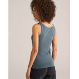 WE Fashion - Top - Donkergroen - Mouwloos - Slanke Pasvorm