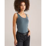 WE Fashion - Top - Donkergroen - Mouwloos - Slanke Pasvorm