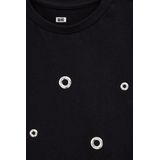 T-shirt - Zilverkleurig - Regular Fit - Korte Mouwen - Eyelet-Details