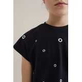 T-shirt - Zilverkleurig - Regular Fit - Korte Mouwen - Eyelet-Details