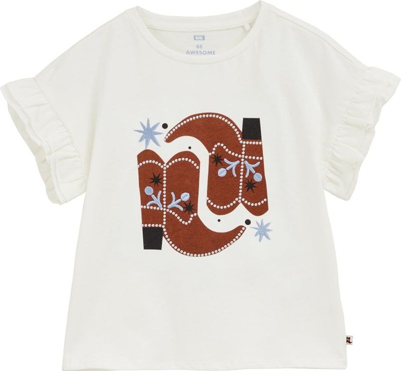 WE Fashion - T-shirt - Gebroken Wit - Regular Fit - Katoen