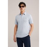 Van Gils - Regular Fit - Fijngebreide Polo - Lichtblauw