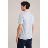 Van Gils - Regular Fit - Fijngebreide Polo - Lichtblauw