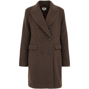 WE Fashion - Dames jas van wolmix - Regular fit - Bruin -  Maat: 32