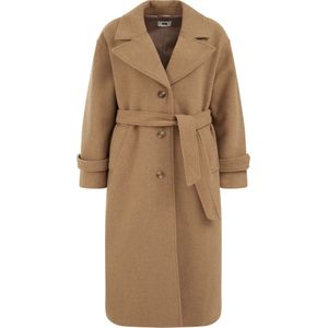 WE Fashion - Dames Jas - Wolmix - Regular Fit - Met Knoopsluiting en Strikceintuur