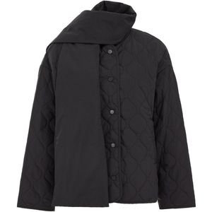 WE Fashion - Gewatteerde Jas - Zwart - Met Sjaal