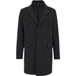 WE Fashion - Heren Regular Fit Manteljas - Donkerblauw - Met Afritsbare Bodywarmer