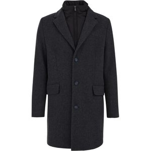 WE Fashion - Heren Regular Fit Manteljas - Donkerblauw - Met Afritsbare Bodywarmer