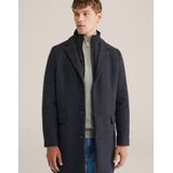 WE Fashion - Heren Regular Fit Manteljas - Donkerblauw - Met Afritsbare Bodywarmer