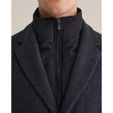 WE Fashion - Heren Regular Fit Manteljas - Donkerblauw - Met Afritsbare Bodywarmer