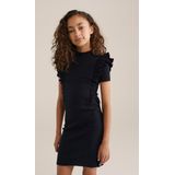 WE Fashion - Jurk - Katoen - Korte Mouwen - Ronde Hals - Ribgebreide Structuur