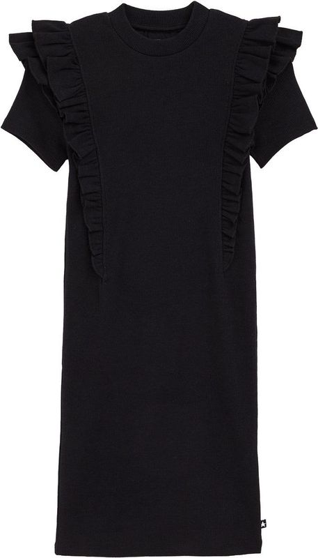 WE Fashion - Jurk - Katoen - Korte Mouwen - Ronde Hals - Ribgebreide Structuur